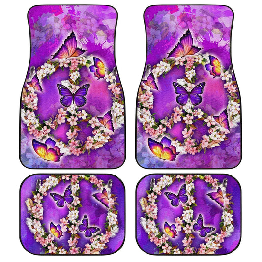 Peace Sign Car Floor Mats Custom Flower Butterfly Car Accessories - Gearcarcover - 1