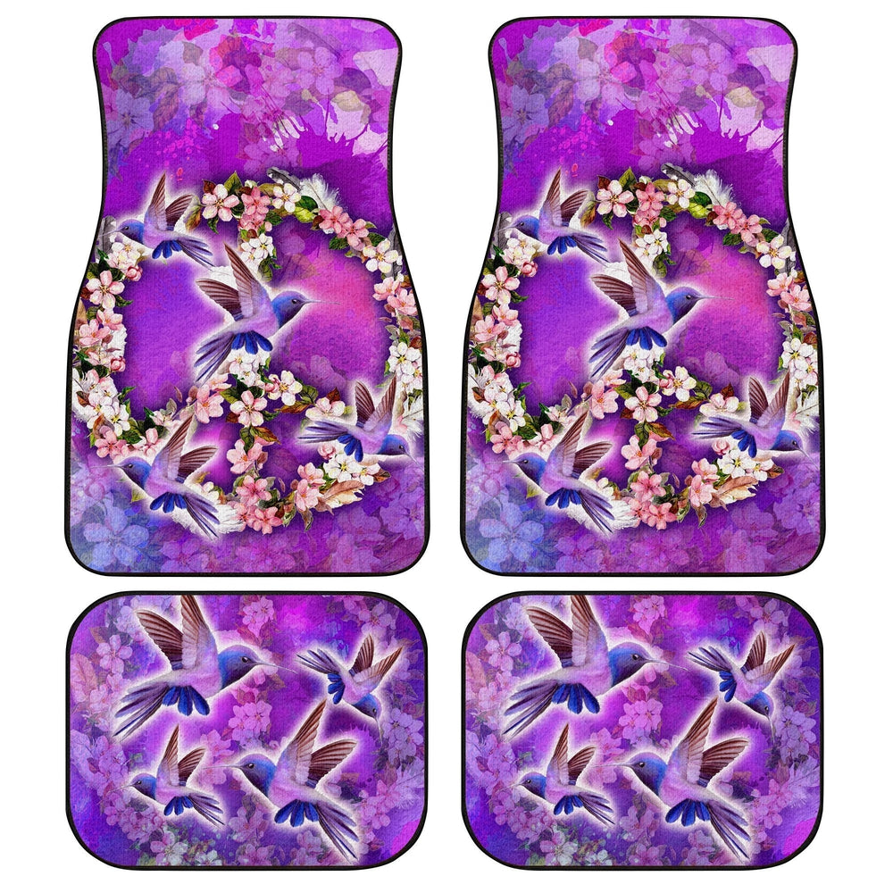 Peace Sign Car Floor Mats Custom Flower Hummingbirds Car Accessories - Gearcarcover - 1