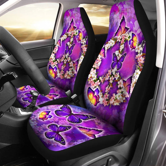Peace Sign Car Seat Covers Custom Flower Butterfly Car Accessories - Gearcarcover - 1