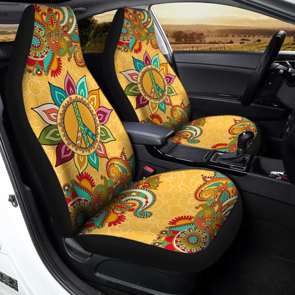 Peace Symbol Mandala Car Seat Covers Custom Yoga Car Accessories - Gearcarcover - 2