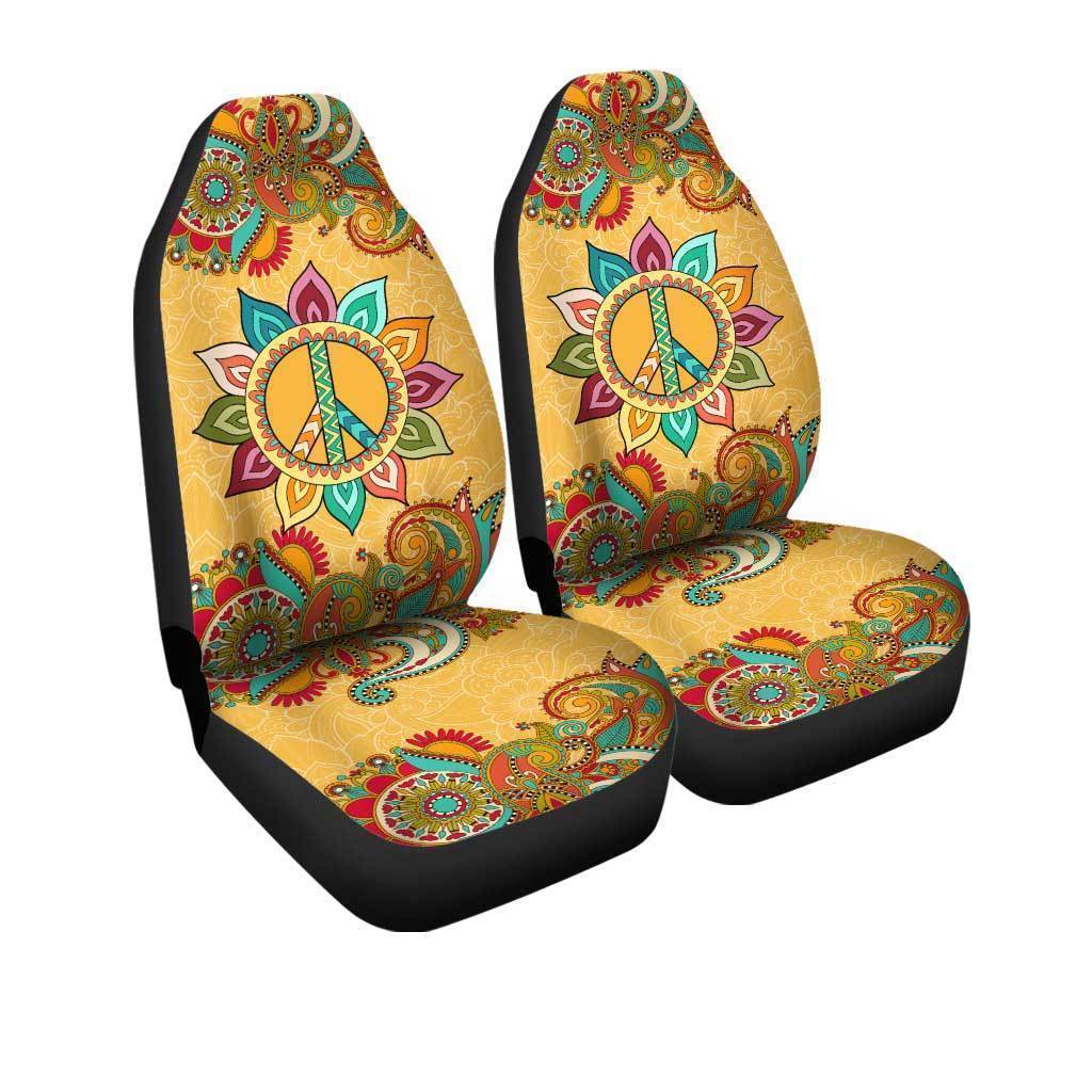 Peace Symbol Mandala Car Seat Covers Custom Yoga Car Accessories - Gearcarcover - 3