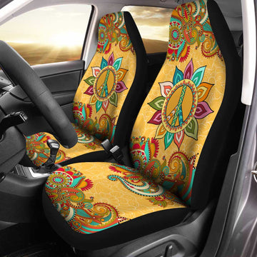 Peace Symbol Mandala Car Seat Covers Custom Yoga Car Accessories - Gearcarcover - 1