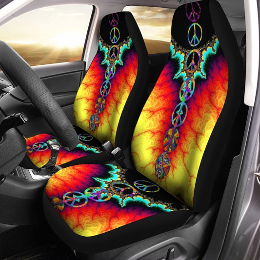 Peace Symbols Car Seat Covers Custom Hippie Car Accessories - Gearcarcover - 1