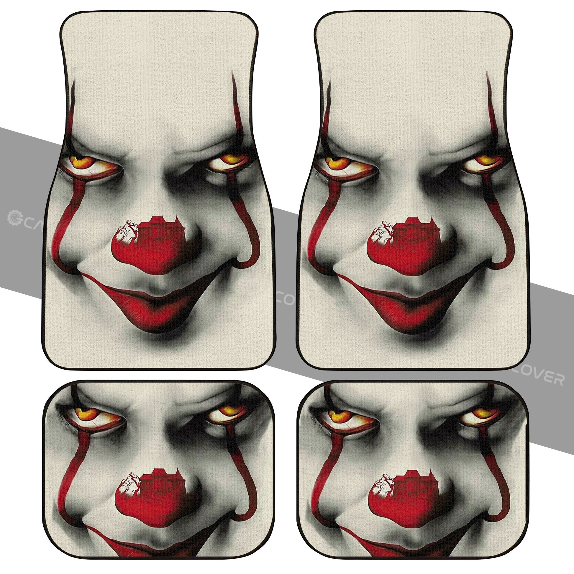 Pennywise Car Floor Mats Custom IT Clown Face Car Accessories Horror Halloween Decorations - Gearcarcover - 2