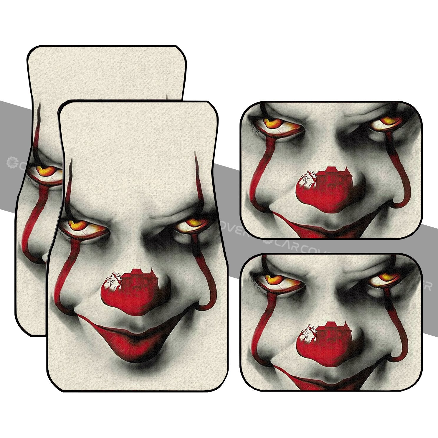 Pennywise Car Floor Mats Custom IT Clown Face Car Accessories Horror Halloween Decorations - Gearcarcover - 1