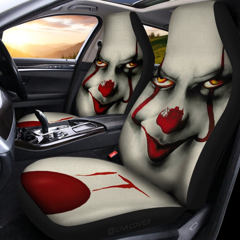 Pennywise Car Seat Covers Custom IT Clown Face Horror Car Accessories Halloween Decorations - Gearcarcover - 2