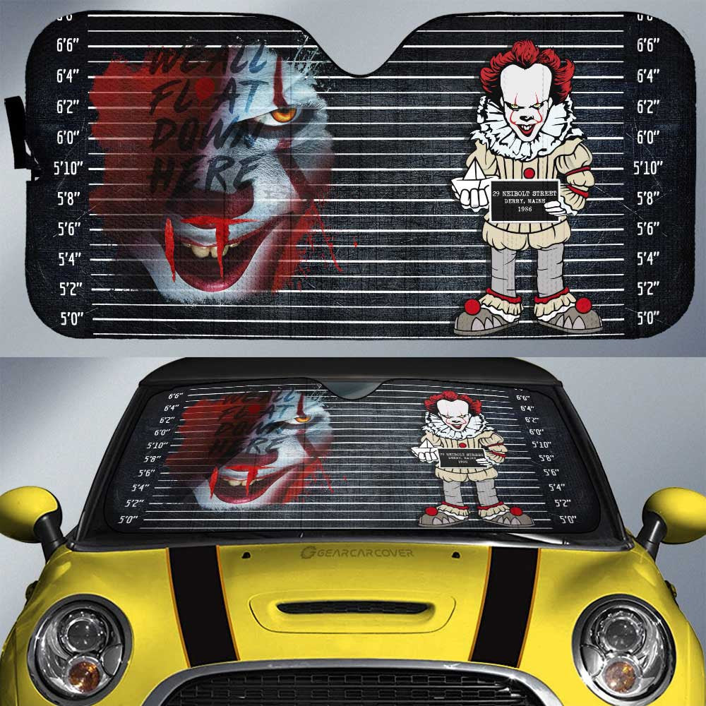 Pennywise From It Car Sunshade Custom Horror Characters Car Interior Accessories - Gearcarcover - 1