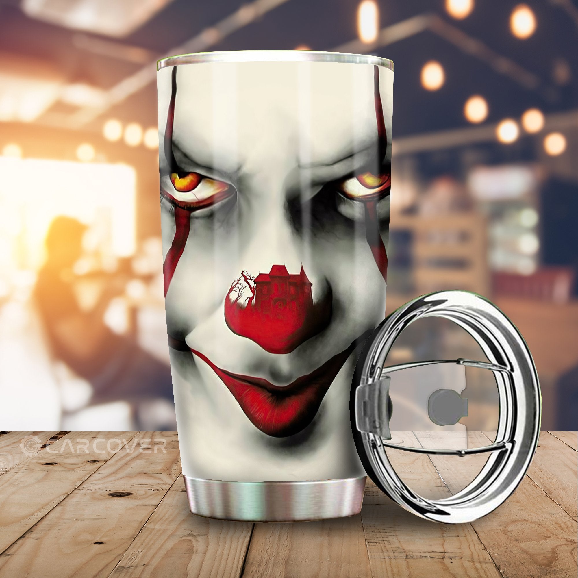 Pennywise Tumbler Cup Custom IT Clown Face Car Accessories Horror Halloween Decorations - Gearcarcover - 1