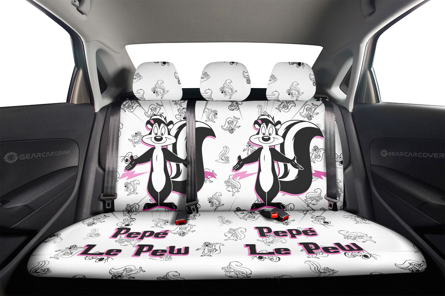 Pepe Le Pew Car Back Seat Cover Custom Cartoon Car Accessories - Gearcarcover - 2