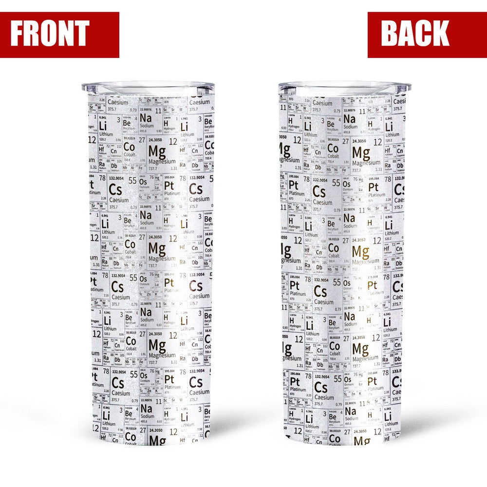 Periodic Table Of The Elements Chemistry Tall Glitter Tumbler - Gearcarcover - 2
