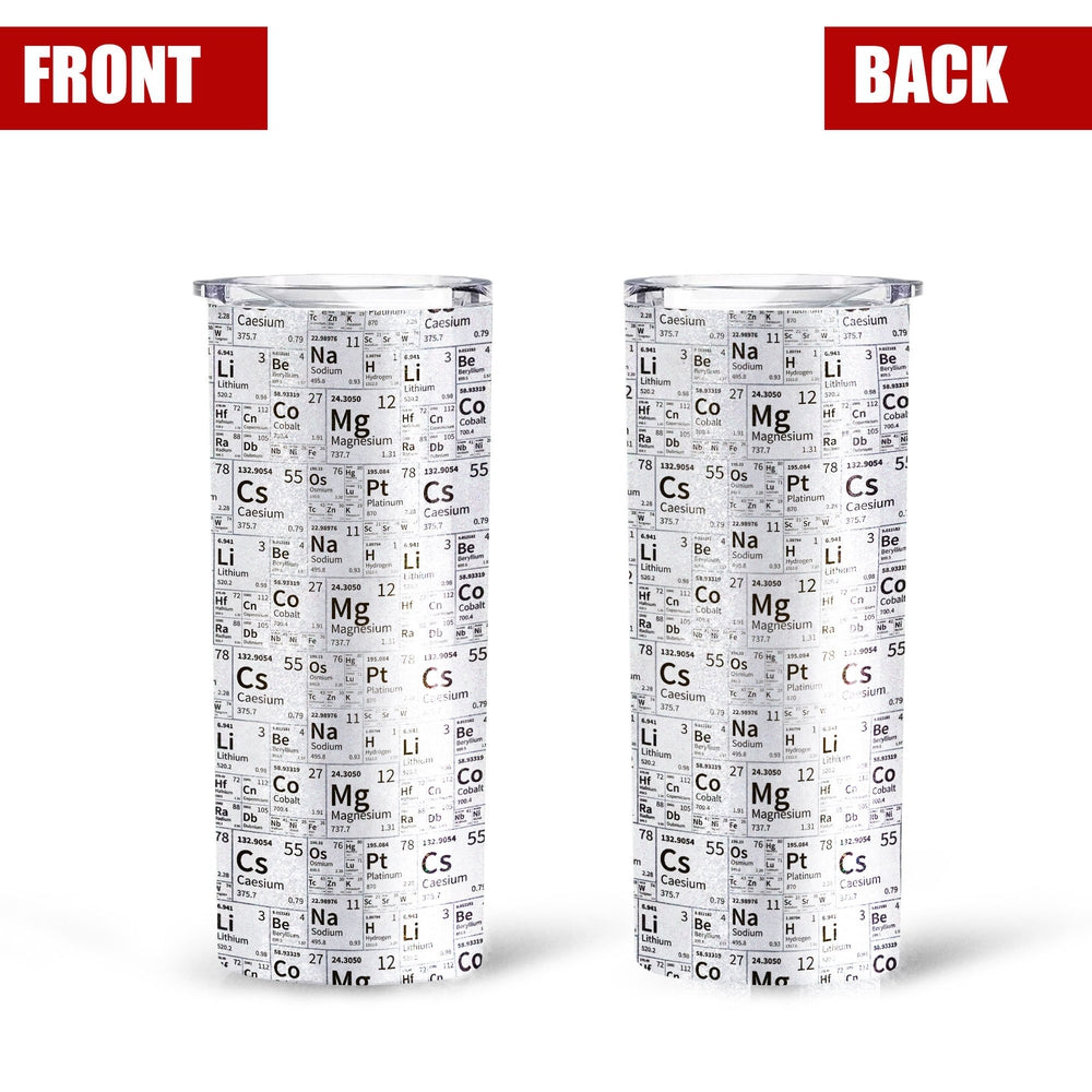 Periodic Table Of The Elements Chemistry Tall Glitter Tumbler - Gearcarcover - 1