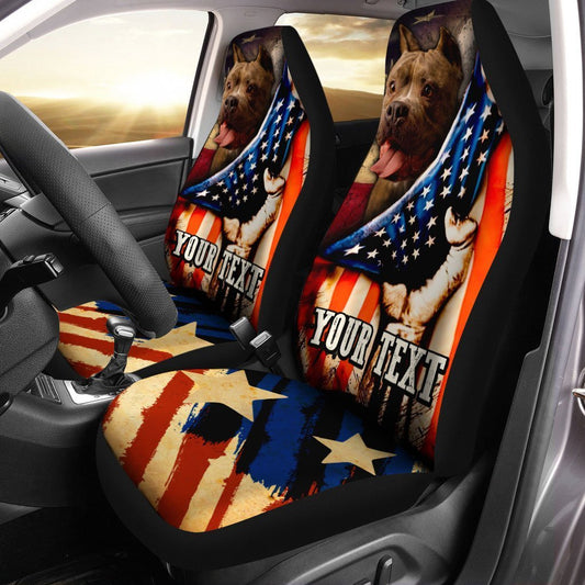 Personalized American Flag Car Seat Covers Custom Cool Pitbull Dog Car Accessories - Gearcarcover - 2