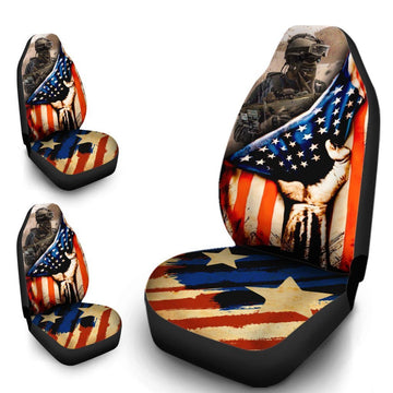 Personalized American Flag Car Seat Covers Custom Photo Car Accessories - Gearcarcover - 1