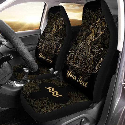 Personalized Aquarius Car Seat Covers Custom Name Zodiac Sign Car Accessories - Gearcarcover - 2