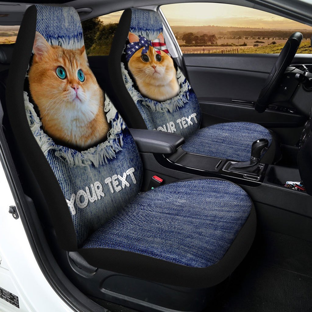 Personalized British Short Hair Cat Car Seat Covers Custom Couple Car Acessories Anniversary - Gearcarcover - 2