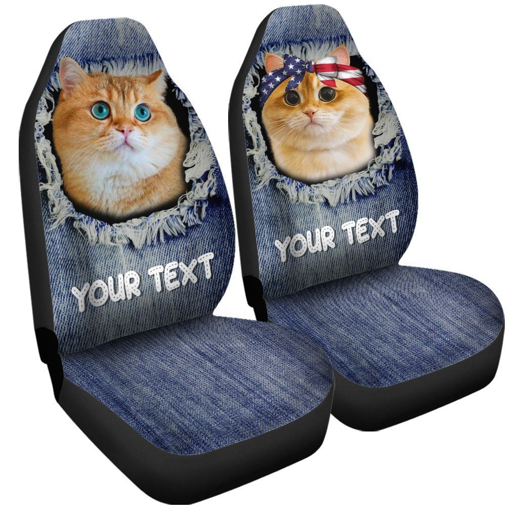 Personalized British Short Hair Cat Car Seat Covers Custom Couple Car Acessories Anniversary - Gearcarcover - 3