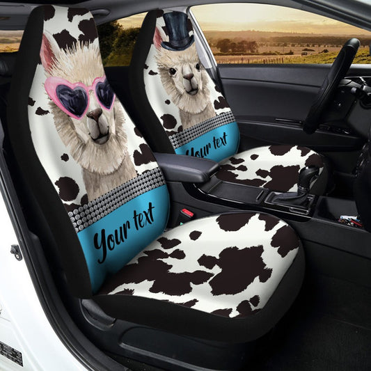 Personalized Couple Llama Car Seat Covers Custom Farmhouse Animal Car Accessories Anniversary - Gearcarcover - 2