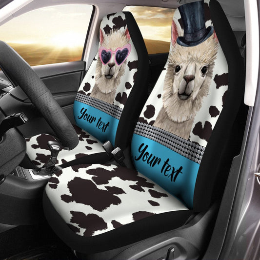 Personalized Couple Llama Car Seat Covers Custom Farmhouse Animal Car Accessories Anniversary - Gearcarcover - 1