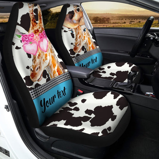 Personalized Cute Couple Giraffe Car Seat Covers Custom Car Accessories For Couple - Gearcarcover - 2