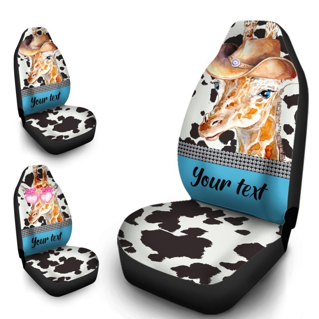 Personalized Cute Couple Giraffe Car Seat Covers Custom Car Accessories For Couple - Gearcarcover - 4