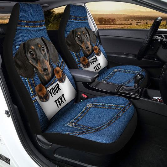 Personalized Cute Dachshund Car Seat Covers Custom Car Accessories For Dog Lovers - Gearcarcover - 2