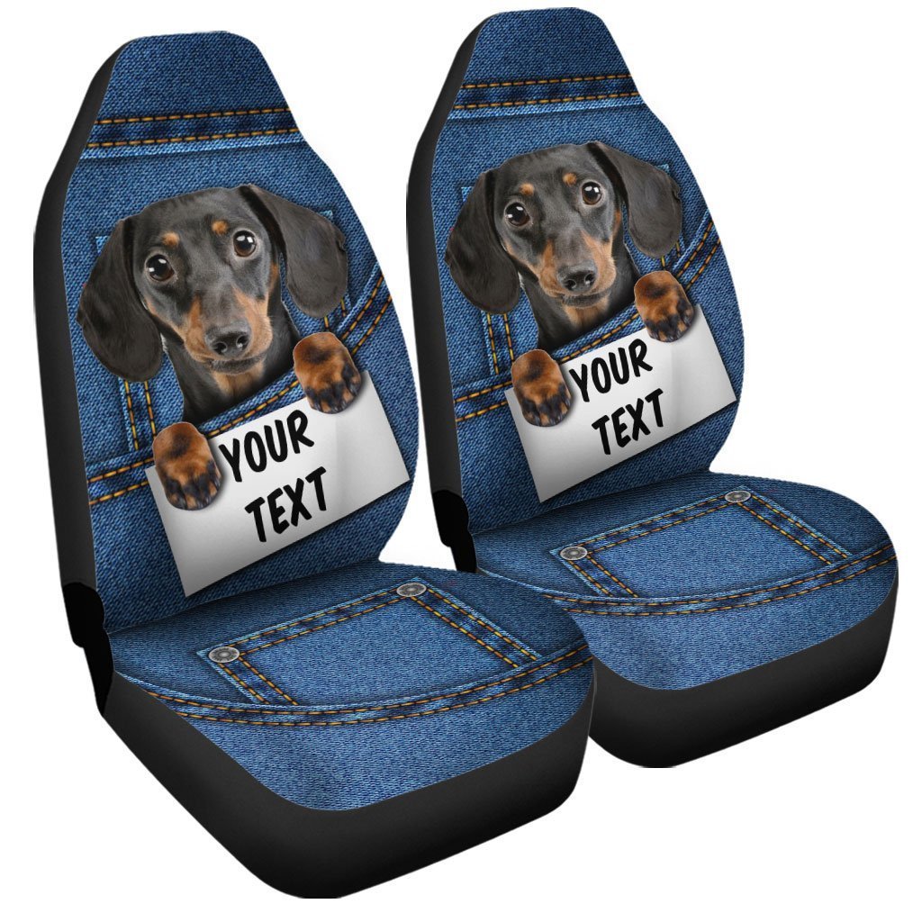 Personalized Cute Dachshund Car Seat Covers Custom Car Accessories For Dog Lovers - Gearcarcover - 3