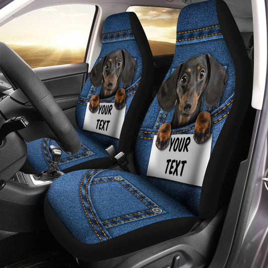 Personalized Cute Dachshund Car Seat Covers Custom Car Accessories For Dog Lovers - Gearcarcover - 1