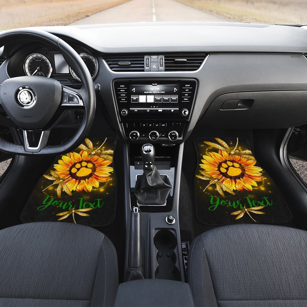 Personalized Dragonfly Car Floor Mats Custom Sunflower Dog Paw Car Accessories - Gearcarcover - 3