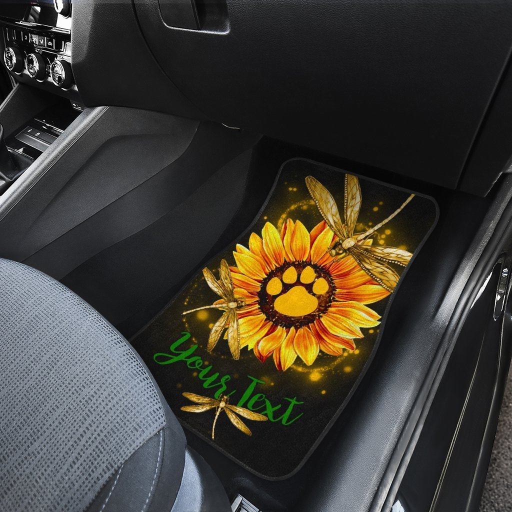 Personalized Dragonfly Car Floor Mats Custom Sunflower Dog Paw Car Accessories - Gearcarcover - 4