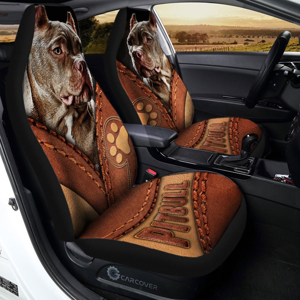 Personalized Image Pitbull Dog Car Seat Covers Custom Photo Dog Car Accessories - Gearcarcover - 3
