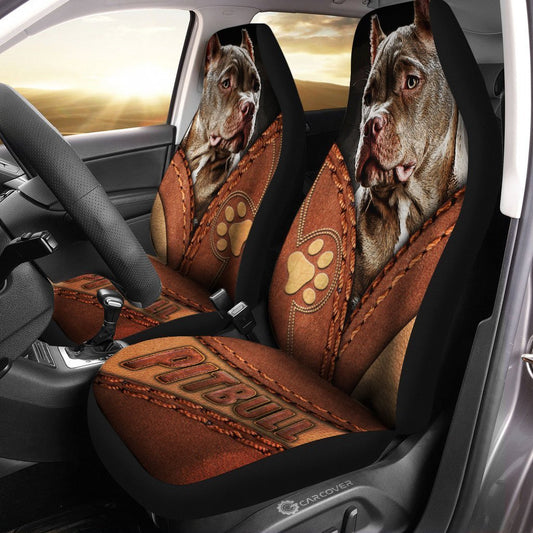 Personalized Image Pitbull Dog Car Seat Covers Custom Photo Dog Car Accessories - Gearcarcover - 1