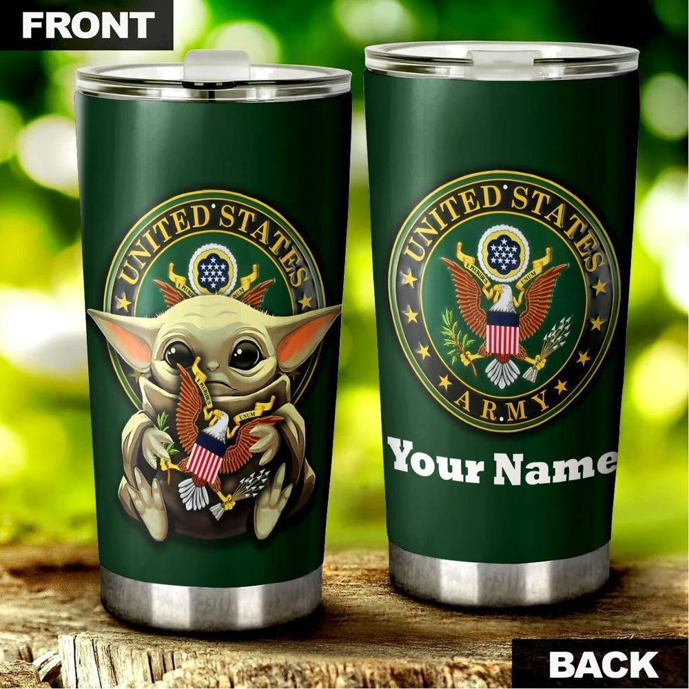 Personalized Military US Army Tumbler Cup Custom Name Car Accessories - Gearcarcover - 2