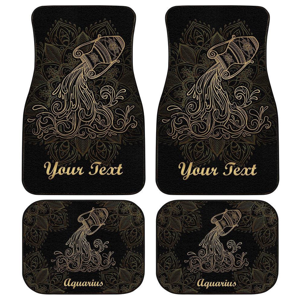 Personalized Name Aquarius Car Floor Mats Custom Zodiac Sign Aquarius Car Accessories - Gearcarcover - 1