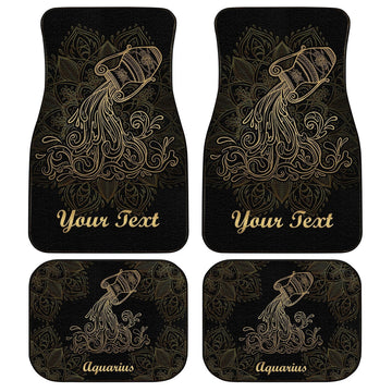 Personalized Name Aquarius Car Floor Mats Custom Zodiac Sign Aquarius Car Accessories - Gearcarcover - 1