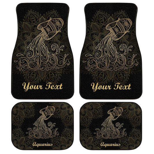 Personalized Name Aquarius Car Floor Mats Custom Zodiac Sign Aquarius Car Accessories - Gearcarcover - 1