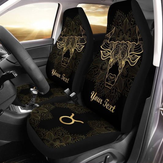 Personalized Name Taurus Car Seat Covers Custom Zodiac Sign Car Accessories - Gearcarcover - 2