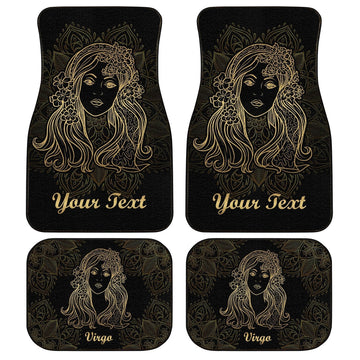 Personalized Name Virgo Car Floor Mats Custom Zodiac Sign Virgo Car Accessories - Gearcarcover - 1