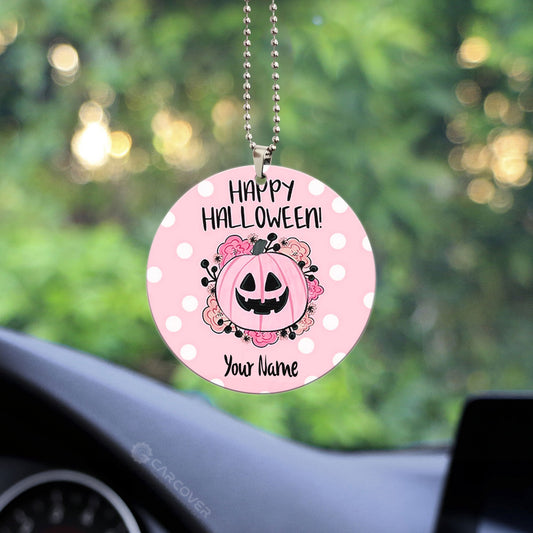 Personalized Pink Pumpkin Ornament Custom Name Car Accessories Pink Halloween Decorations - Gearcarcover - 2