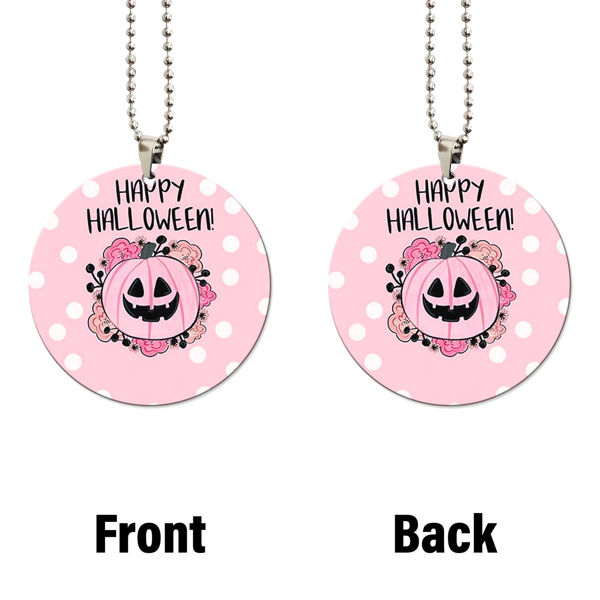 Personalized Pink Pumpkin Ornament Custom Name Car Accessories Pink Halloween Decorations - Gearcarcover - 5