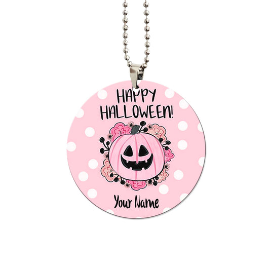 Personalized Pink Pumpkin Ornament Custom Name Car Accessories Pink Halloween Decorations - Gearcarcover - 1