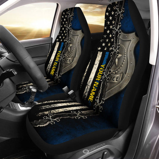 Personalized Police Car Seat Covers Custom Thin Blue Line - Gearcarcover - 2