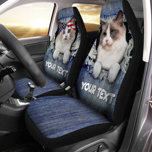 Personalized Ragdoll Cat Car Seat Covers Custom Couple Car Acessories Anniversary - Gearcarcover - 1