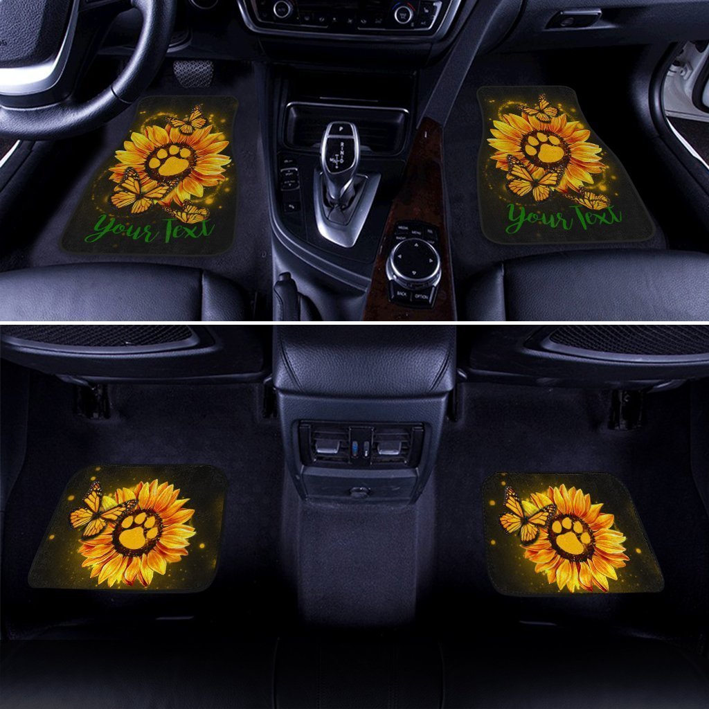 Personalized Sunflower Car Floor Mats Custom Dog Paw Car Accessories - Gearcarcover - 2