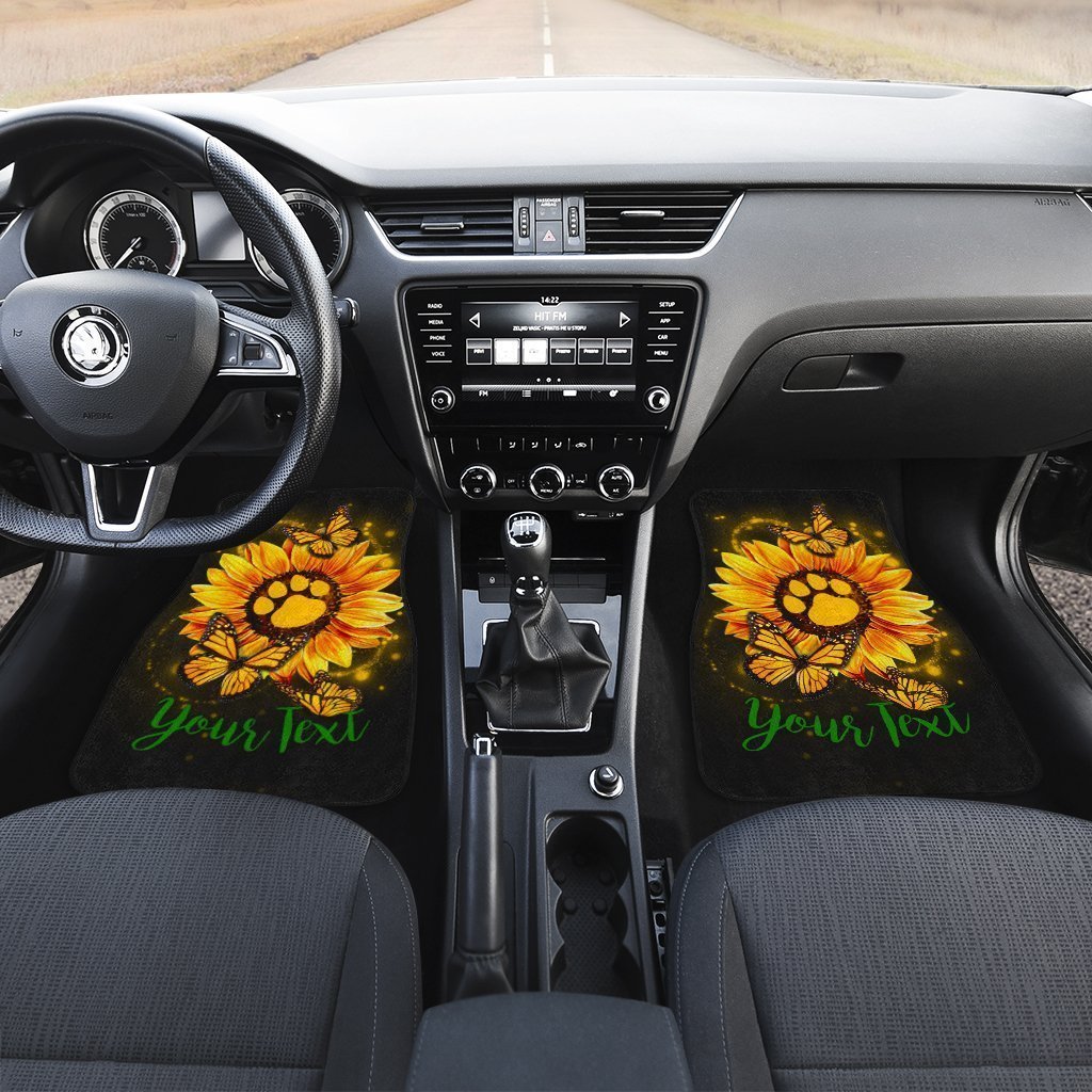 Personalized Sunflower Car Floor Mats Custom Dog Paw Car Accessories - Gearcarcover - 3