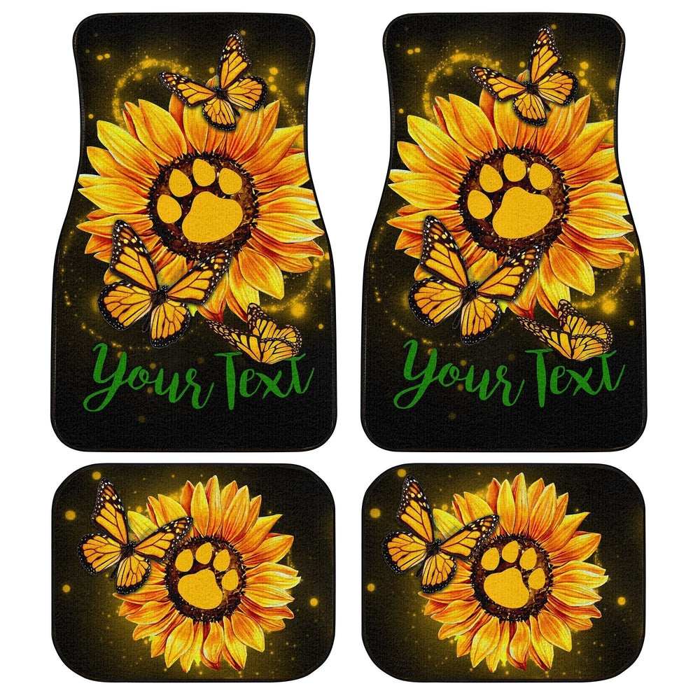 Personalized Sunflower Car Floor Mats Custom Dog Paw Car Accessories - Gearcarcover - 1