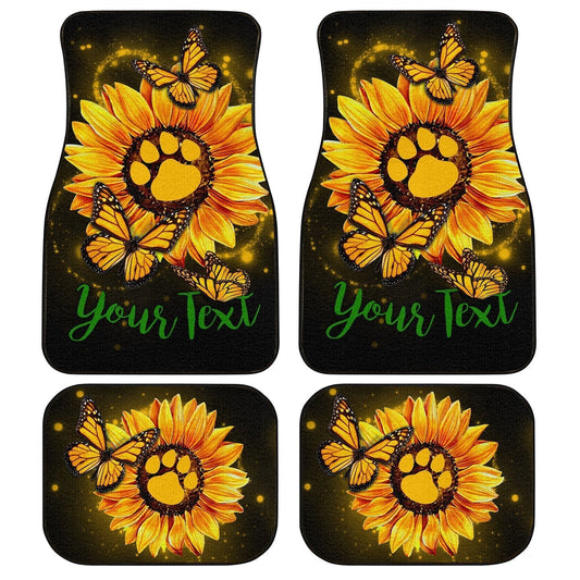 Personalized Sunflower Car Floor Mats Custom Dog Paw Car Accessories - Gearcarcover - 1