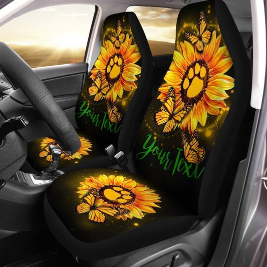 Personalized Sunflower Car Seat Covers Custom Dog Paw Car Accessories - Gearcarcover - 2