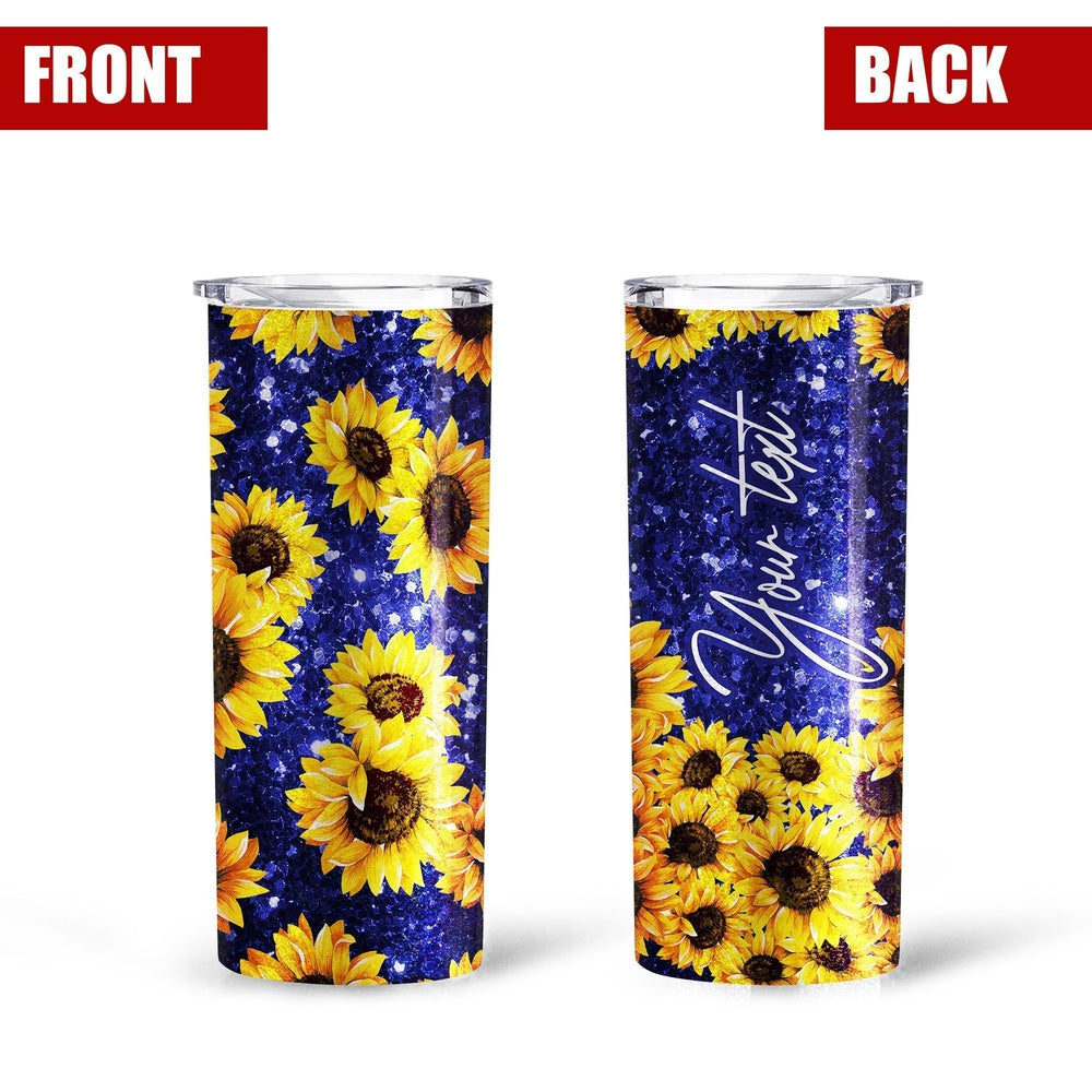 Personalized Sunflower Tall Glitter Tumbler - Gearcarcover - 1