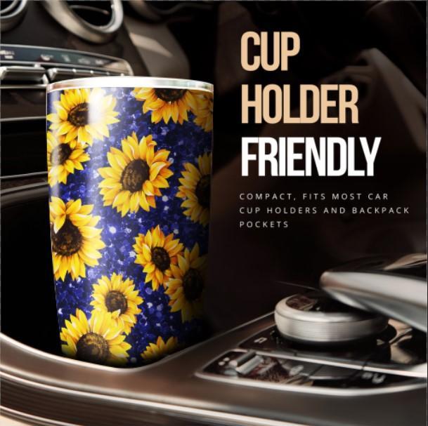 Personalized Sunflower Tumbler Cup Custom Stainless Steel - Gearcarcover - 3
