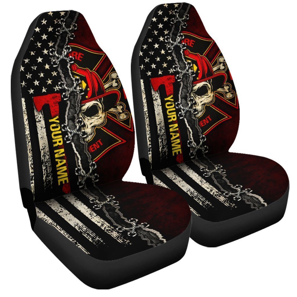 Personalized The Thin Red Line Car Seat Covers Custom Firefighter Car Accessories - Gearcarcover - 3